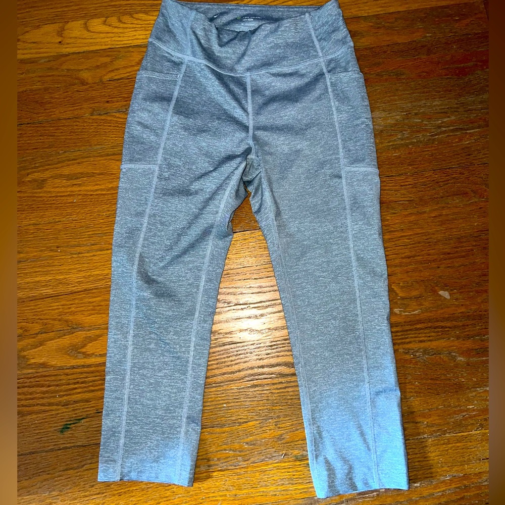 Light gray with darker gray stripes sporty leggings.